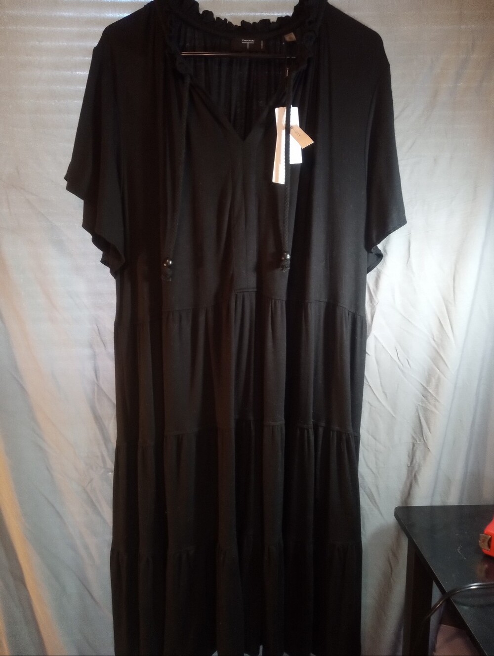Brand New Tahari Plus Size Women’s Black Tiered Midi Dress